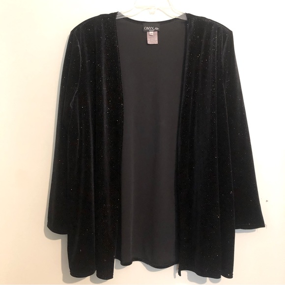 Onyx Nite Formal Jacket/Cardigan in Black with Silver Sparkles, size 26. - Picture 1 of 5